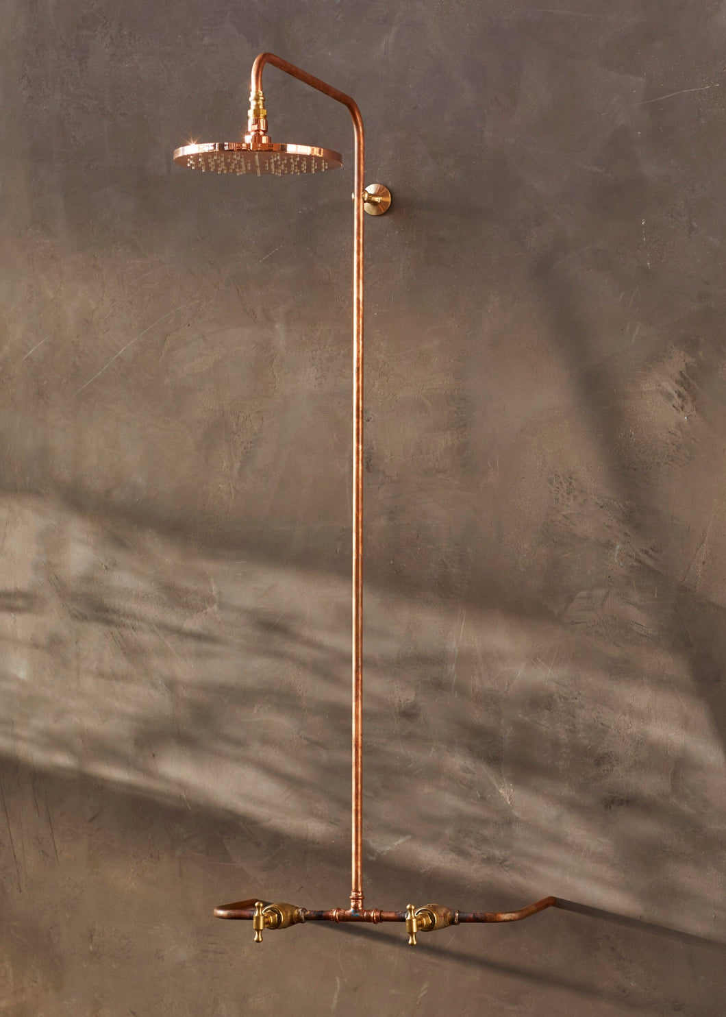 Copper Wall Mount Shower <BR>Hot + Cold